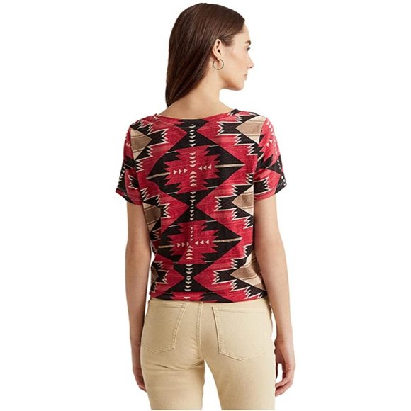 Lauren Ralph Lauren Southwestern Self-Tie Top - Tan Multi NWT - Size XL - Picture 2 of 3